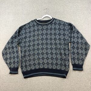 VTG 80s Robert Bruce Geometric Pattern Sweater Adult Medium Blue Funky Retro L